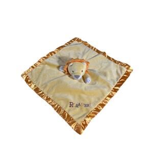 Stepping Stones Plush Lion Lovey Security Blanket Yellow Satin Edge Roar 14"